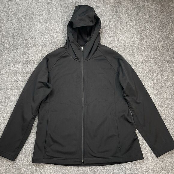 Uniqlo Hooded Jacket Womens Size XL Soft Shell Lined Pockets Black - Picture 1 of 10